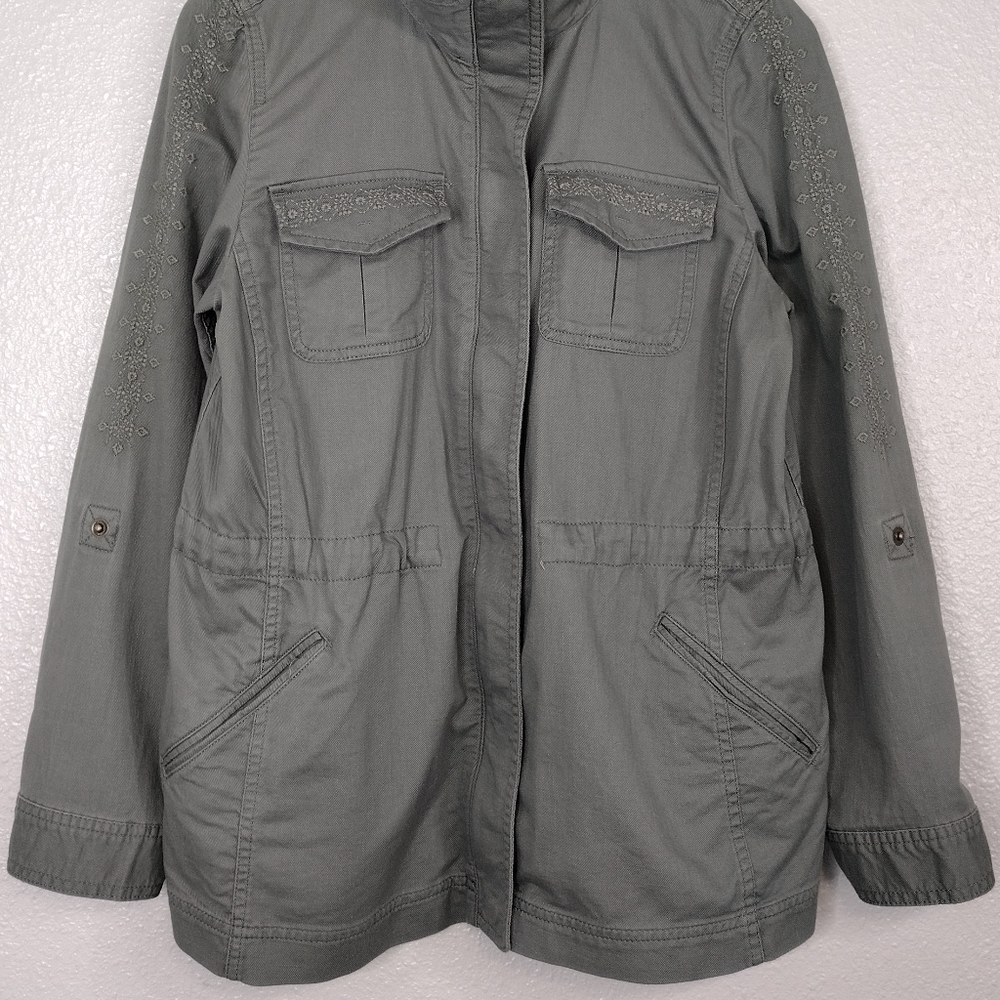 NWOT Talbots Embroidered Full Zipper Snap Button Long Sleeve Utility Jacket - Picture 5 of 16
